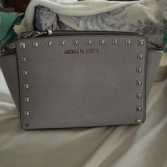 Michael Kors Silver Studded Clutch - Picture 1 of 3